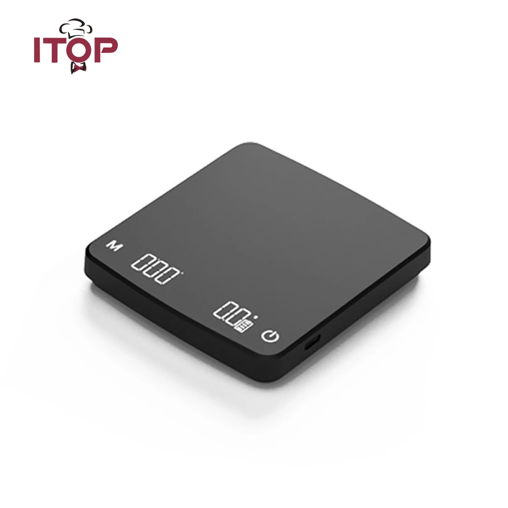 Escala de Espresso Itop com Temporizador Alta Precisão Balança Digital Eletrônica Automático Embutido Despeje Modos 01g 2kg