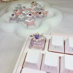 Diamond Heart Keycaps - Cute Customized Collectible Keyboard Accessories (Purple 1pcs )