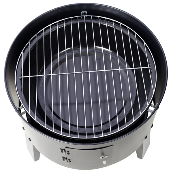 木炭烟熏烤架 木质烟熏烤架 户外烹饪 16 英寸垂直烟熏器 便携式烧烤架 适合露营，黑色-42