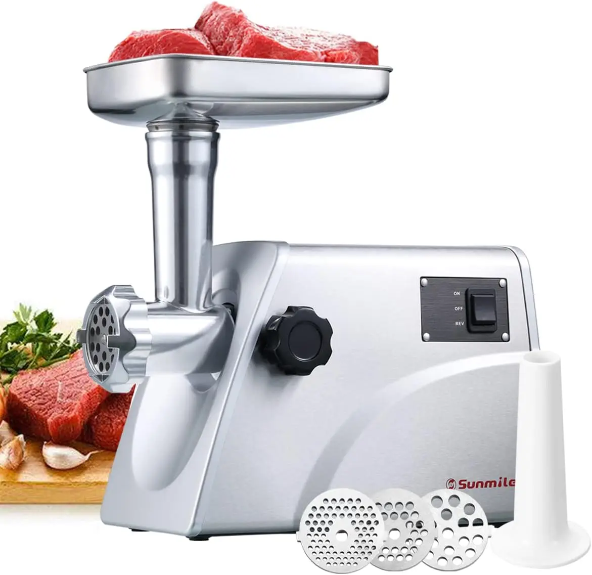 

SM-G33 Meat Grinder - 1HP 800W Max Power - ETL Stainless Steel Meat Grinder Mincer Sausage Stuffer, Stainless Steel Blade and P