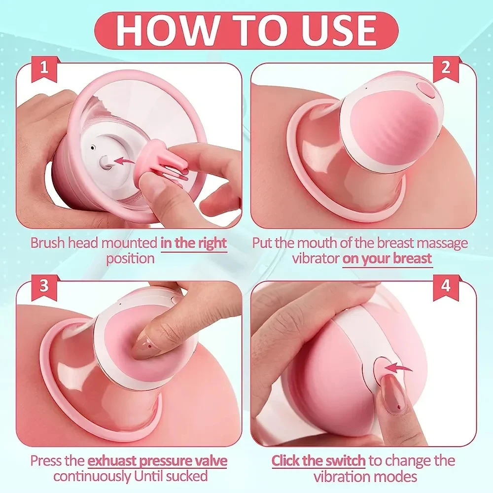 Nipple Suckers Sucking Stimulator Massager with 10 Vibrator