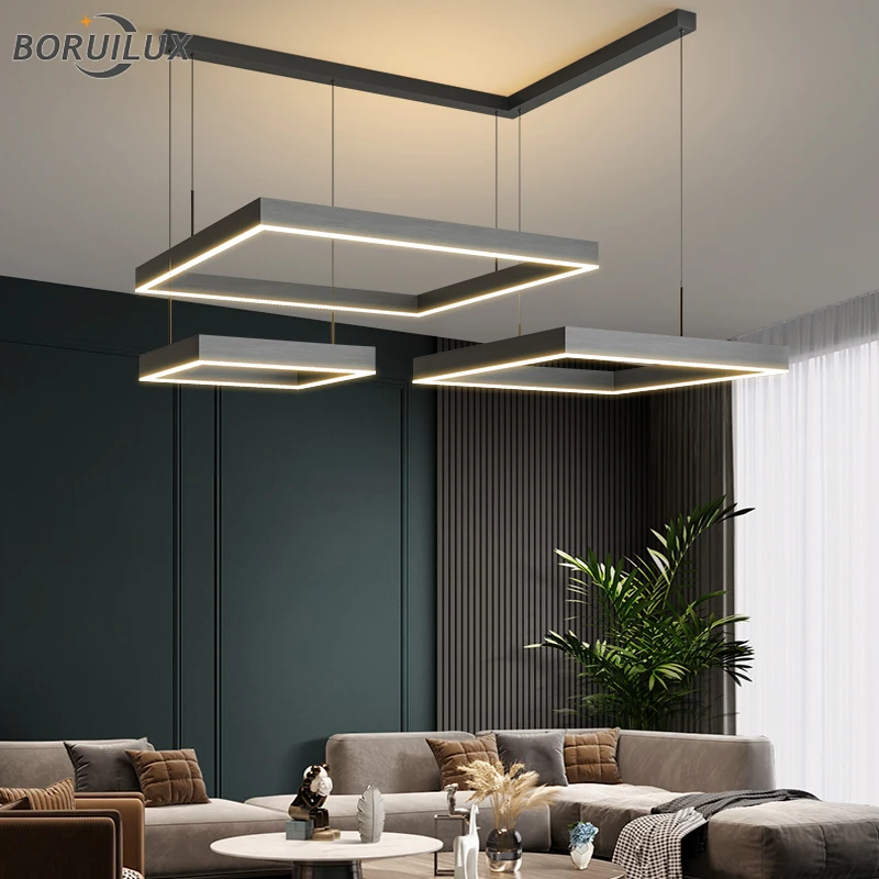 Remote Dimming Simple Black New Modern LED Chandelier Lights Living Dining Room Bedroom Kitchen Flats Bar Lamps Indoor Lighting led chandelier ceiling chandelier led pendant light
