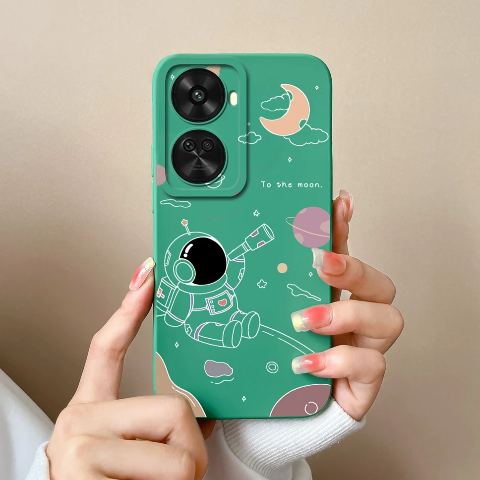 Lovely Cartoon Astronaut Liquid Silicone Shockproof Phone Case
