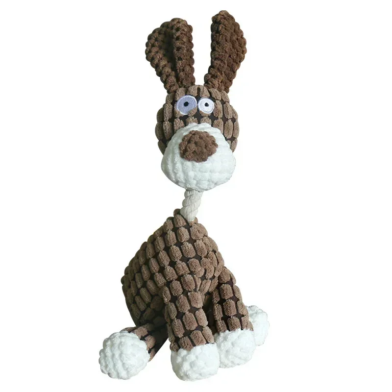Fun Pet Toy Donkey Shape Corduroy Chew Toy For Dogs Puppy Squeaker Squeaky Plush Bone Molar Dog Toy Pet Training Dog Accessories 4