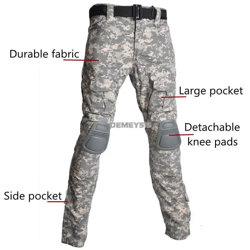Uniform Men Women Outdoor Airsoft Paintball Clothing Tactical Camouflage Shirts Cargo Pants with Elbow / Knee Pads tactical suit tactical shirt combat uniform