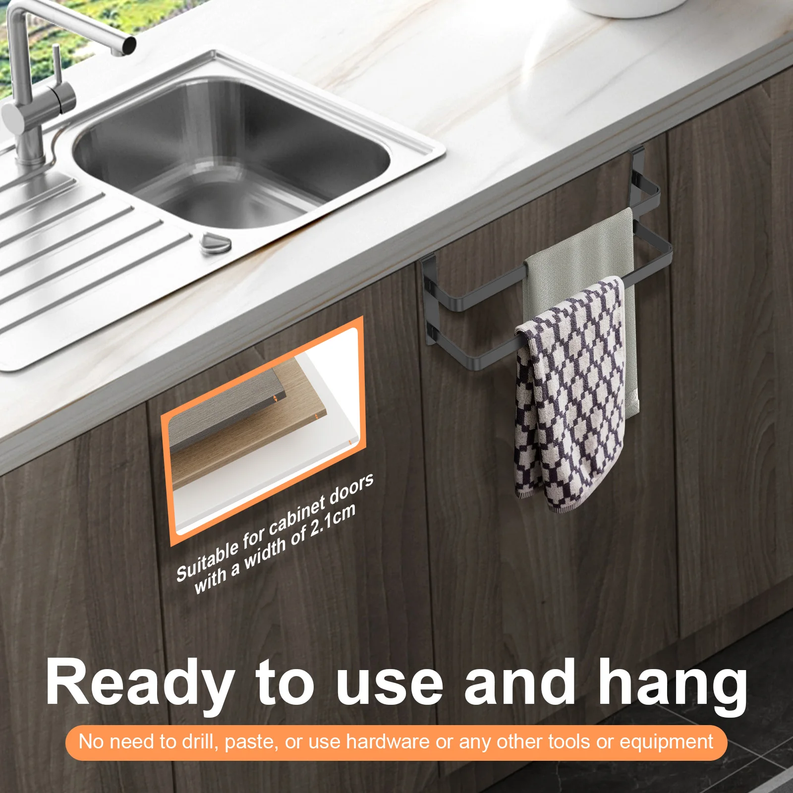 Stainless Steel Double Layer Towel Rod Bathroom Storage Organizer