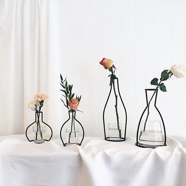 Retro Iron Line Table Flowers Vases Nordic Decoration Home Metal Plant Holder Nordic Styles Flower Vase Home Decor Dropshipping 1