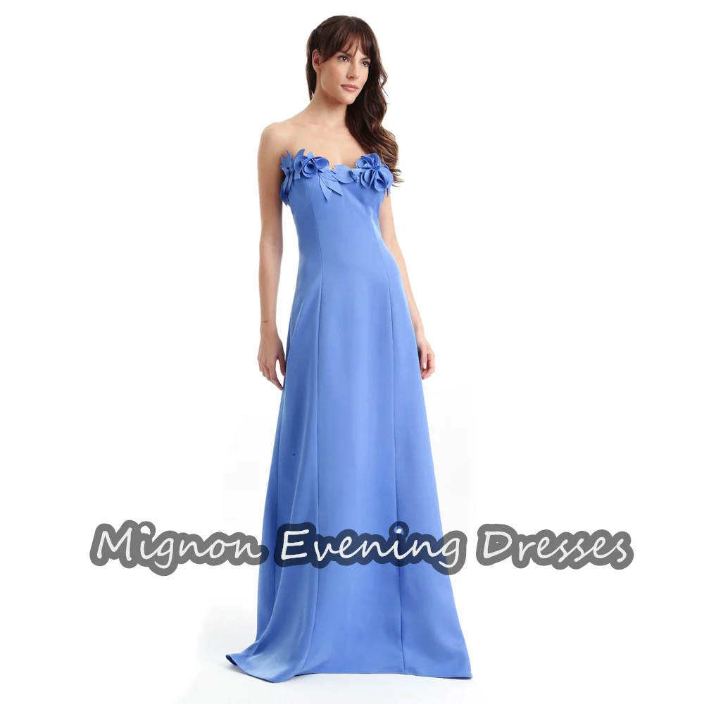 

Mignon Crepe A-line Sweetheart Sleeveless Appliques Elegant Prom Gown Pleats Floor Length Evening Party Dress for Women 2024