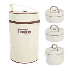 Thermal Insulated Stainless Steel Lunch Box with Portable Bag (B)