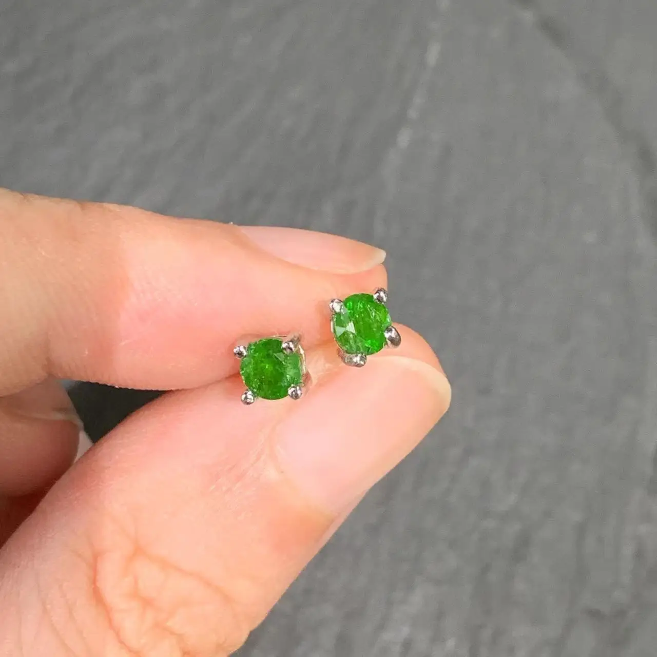 MM Natural Diopside Stud Earrings For Women Real 925 Sterling Silver Vintage Femme Gift Prevent Allergy Fine Jewelry Stone