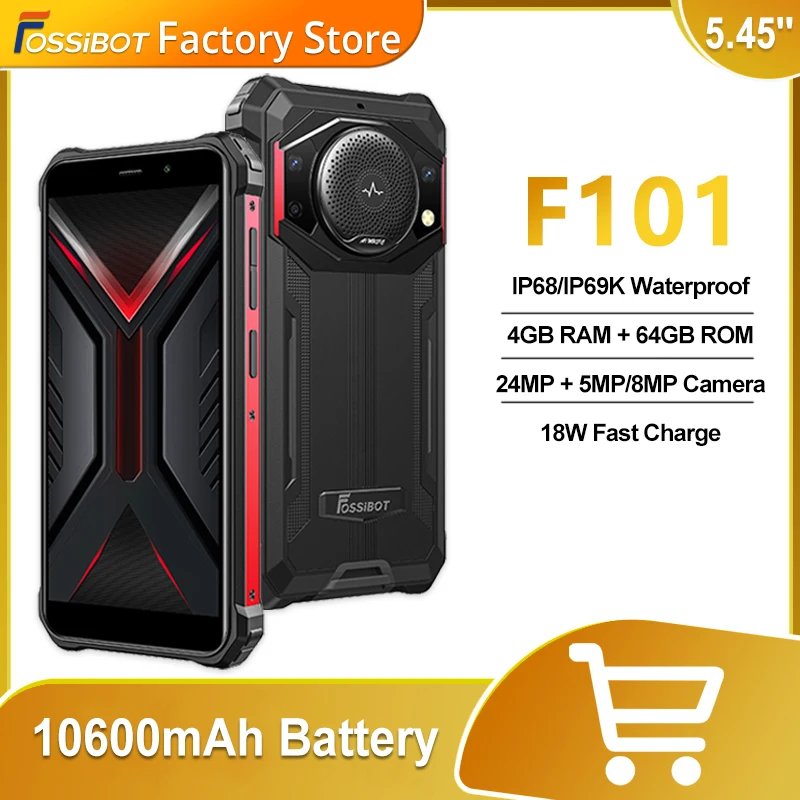 Fossibot F101 Smartphone Robusto 5.45 "4Gb/64Gb 10600Mah Batteria Cellulare 24Mp Fotocamera Ip68 Telefono Cellulare Impermeabile