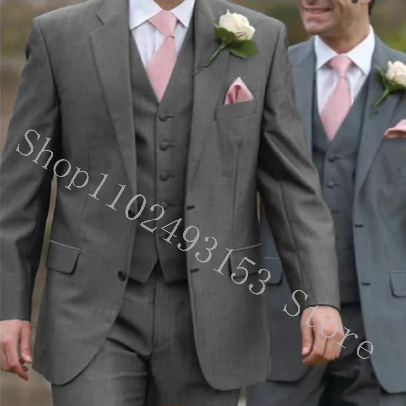 Tailor Made Wedding Suits For Men 3 Pieces Formal Male Suits Groom Tuexdos For Wedding Blazer+Vest+Pants Costume Homme Mariage