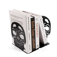 2Pcs Black White Skull Desktop Bookends Office Desktop Book Organizer Home Bookends Iron Book Ends Holder Book rack Stand Shelf 2