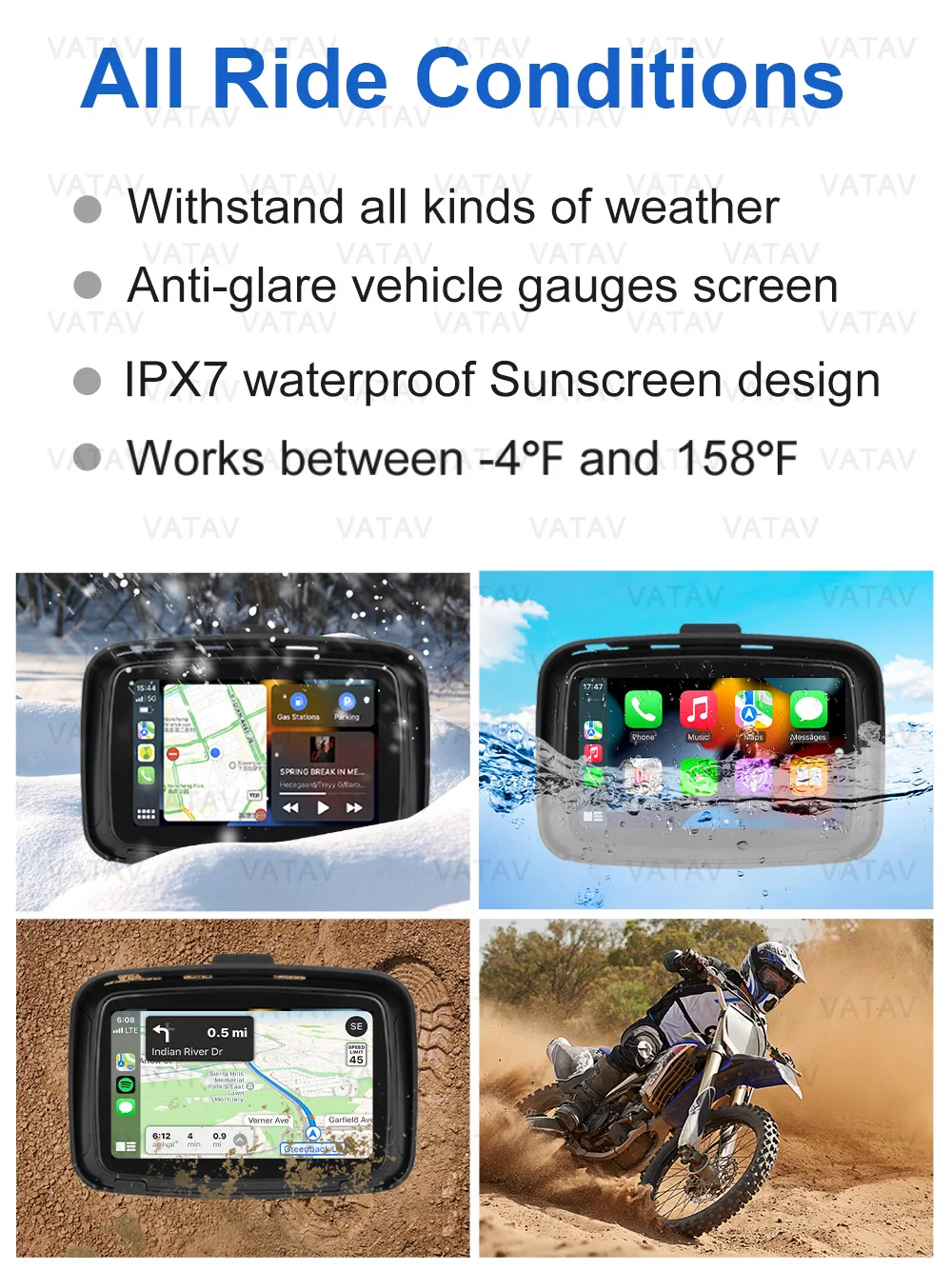 5 Inch C5 Pro Touch Outdoor Ipx7 Waterproof Sunsceen External Portable Motorcycle Special Navigator Support CarPlay Android Auto motorcycle navigation display,motorcycle navigation screen