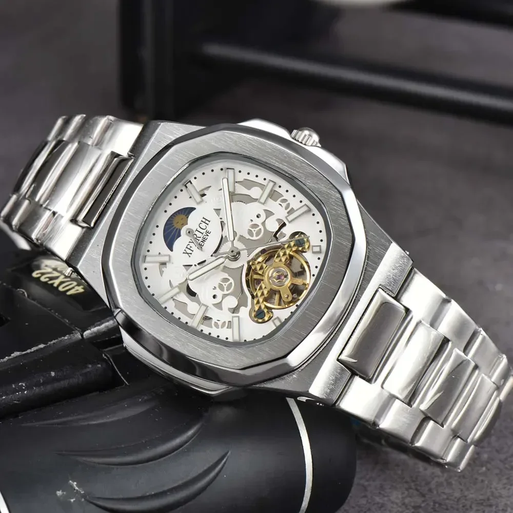 

Top AAA+ Original Brand Watches for Mens Classic Full Stainless Steel Automatic Mechanical Watch Business Tourbillon Male Clocks