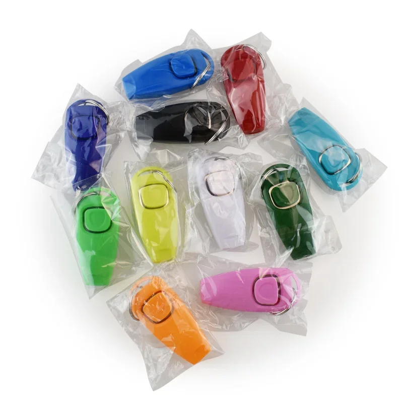 2 In 1 Pet Dog Clicker Dog Training Whistle Clicker Trainer Puppy Stop Barking Training Aid Tool with Key Ring Pet Supplies