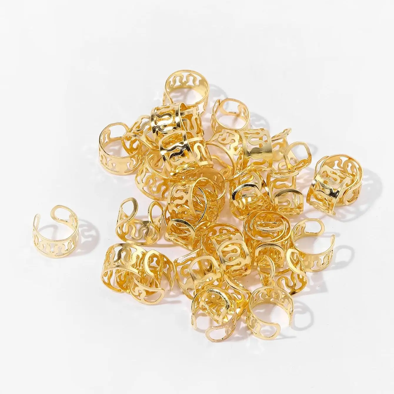 Hair Accessory Hollow Out Hair Ring Dreadlocks Beads Hair Braid Rings Clips 40pcs