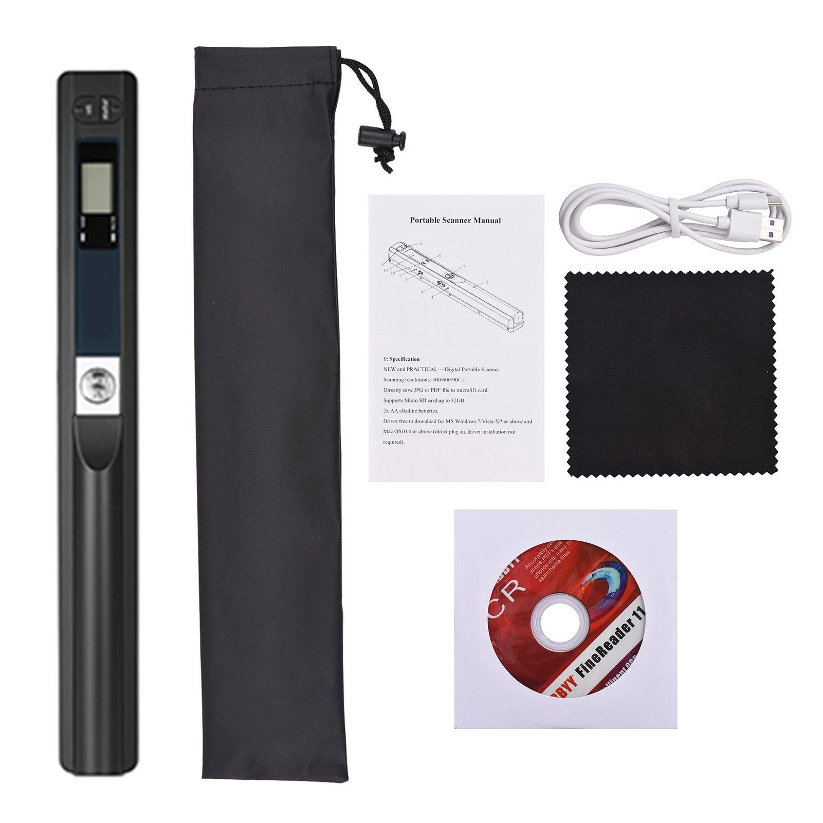 Book Scanner Portable Scanner Mini Handheld Document Book JPG and PDF Format 300/600/900 Movement Speed