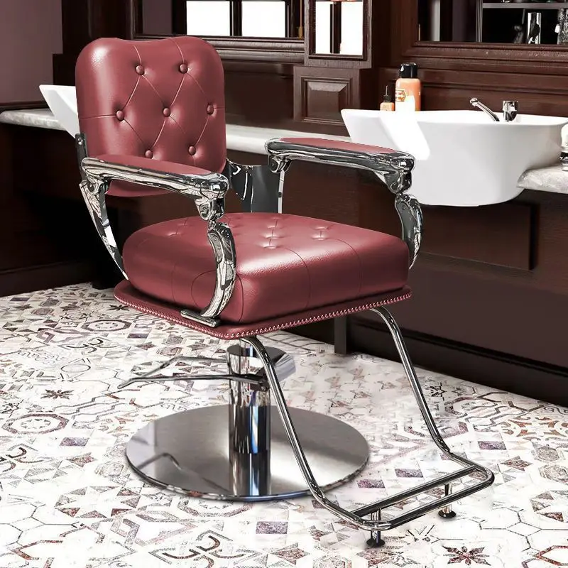 Vintage Barber Chair Salon Haircut High End Men's Hair Styling Shaving Adjustable Swivel Stool Professional Hairdressing Chair