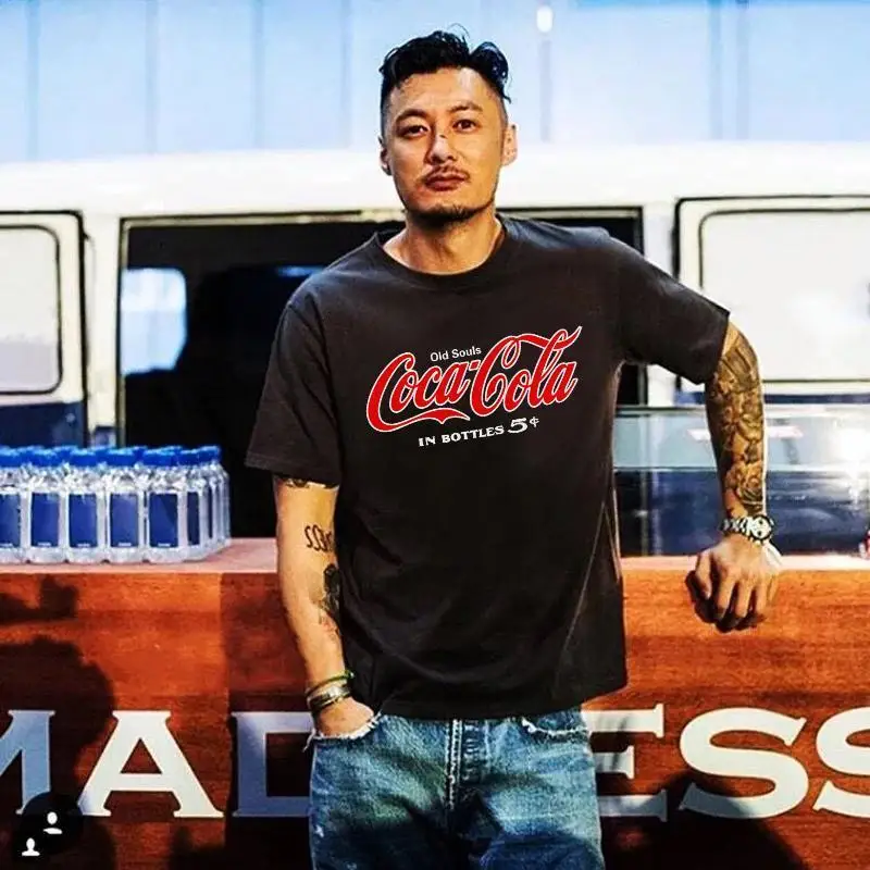 

Coca-Cola Men's Fashion Trend New Round Neck Loose Clothes Female Students Half-Sleeve T-Shirt Couples Wear