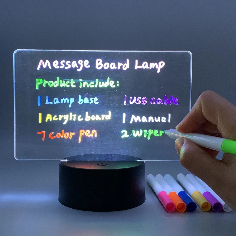 Erasable Markers Rewritable Light Board Night Light Kids Message