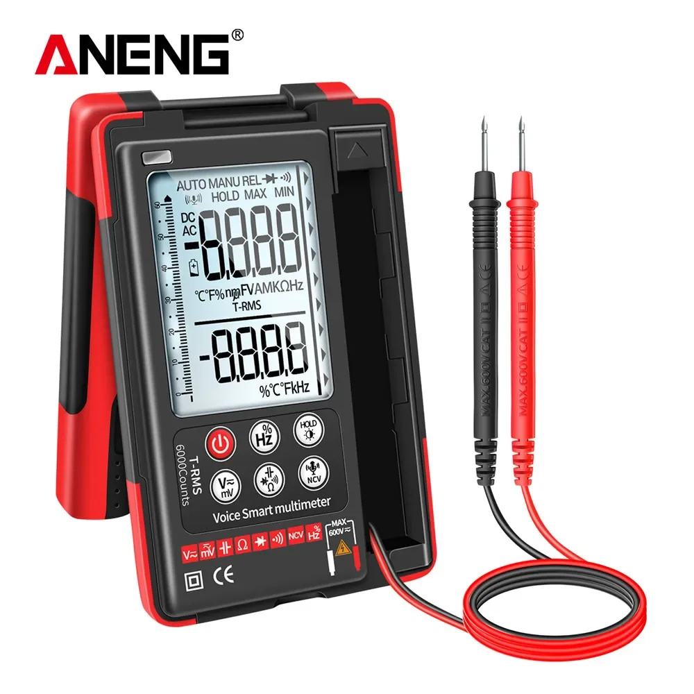 

ANENG Q60S Q60 Digital Multimeter 6000 Counts AI Speech Recognition Transistor Tester True RMS Auto Electrical Capacitance Meter