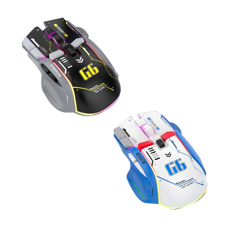 

Беспроводная игровая мышь G6, 3 режима, 4000 DPI, 11 RGB подсветки, перезаряжаемая Бесшумная компьютерная игровая мышь