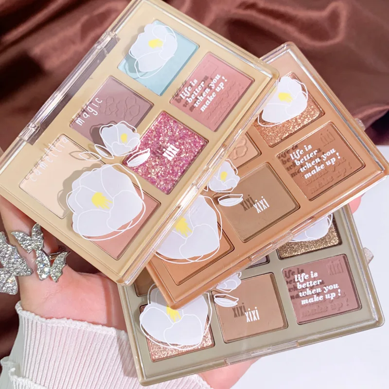 

Палитра теней для век HEALLOR из шести цветов, матовые тени для век, макияж, пигмент для век, матовые мерцающие Сияющие тени для век, мерцающие тени для век, палитра