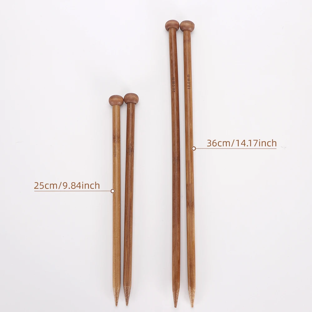QJH Bamboo Knitting Needle Set-18 Pairs of Wooden Straight Knitting Needles-Single  Pointed in Sizes 2-10mm -Beginners to Experts - AliExpress