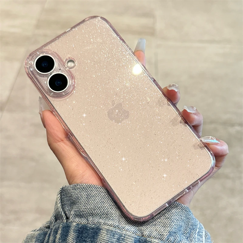 Elegant Bling Glitter Shockproof Clear Phone Case - Soft & Transparent Cover