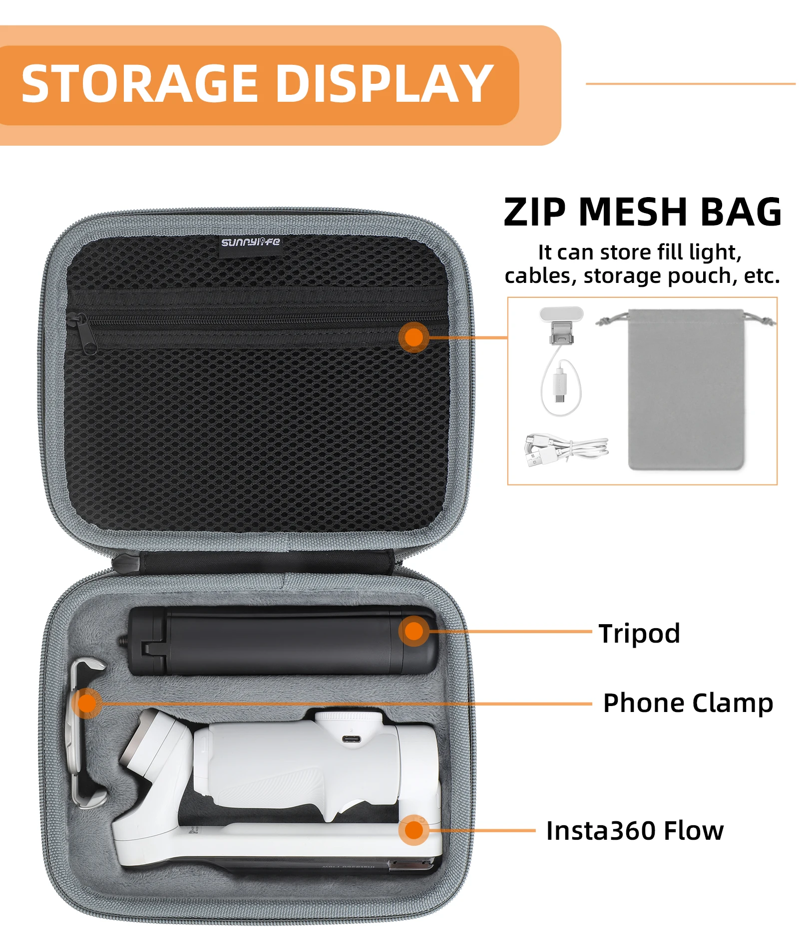 Per Insta360 Flow Set Storage Bag Accessori Pochette Carry Bag Custodia Protettiva
