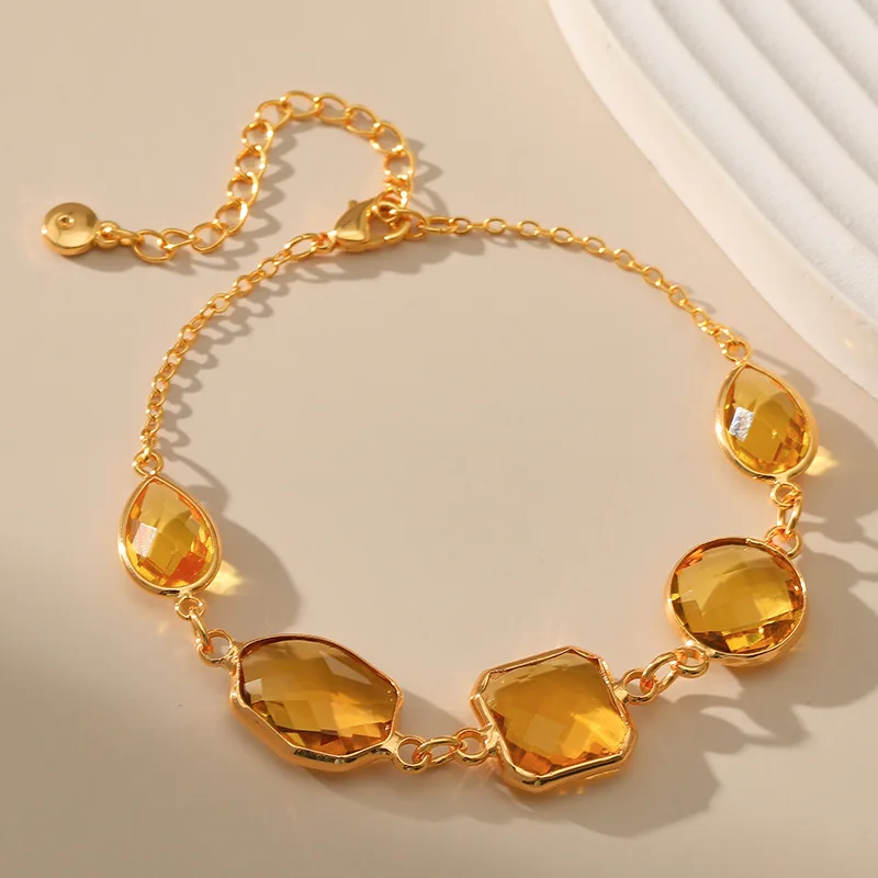 

European and American Retro Water Droplet Shaped Glass Personalized Bracelet for Women New Stainless Steel Bracelet Jewelry Gift