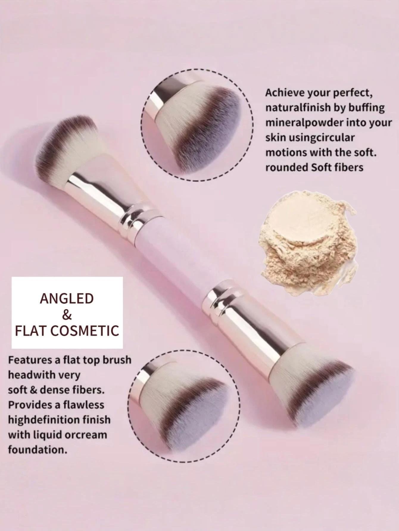 Enhanced Multi-Functional Double-Headed Makeup Brush for Foundation, Contouring, and Concealing