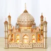 3D Puzzle Wooden House Model Royal Castle Taj Mahal With Light Assembly Toy For Kids Adult DIY Model Kits Decoration for Gifts 3