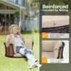 2.4 FT 1-Person Use Round Rattan Porch Swing Outdoor Support 440 LBS with Cushions & Adjustable Chains, Patio Wicker Swing Benc 2