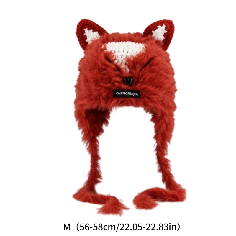 

Winter Women Knitted Ear Protection Hat Fashion Cartoon Furry Mouse Fox Shape Headwear for Outdoor Keep Warm Accessories