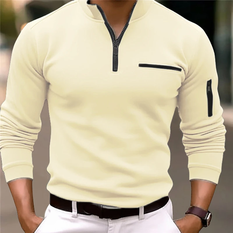 Fashion Brand Luxury Men Zipper Polo Shirt Mens Golf Sport Slim