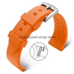 Quick Release Silicone Watch Band - Versatile Rubber Strap - 22mm (Orange)