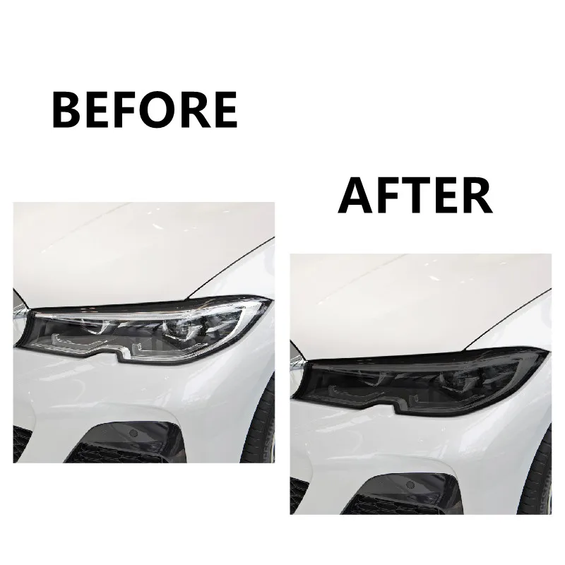 2 X For BMW 3 Series G20 G21 F30 F31 F34 Car Headlight Tint Black Protective Film Protection Transparent TPU Sticker Accessories