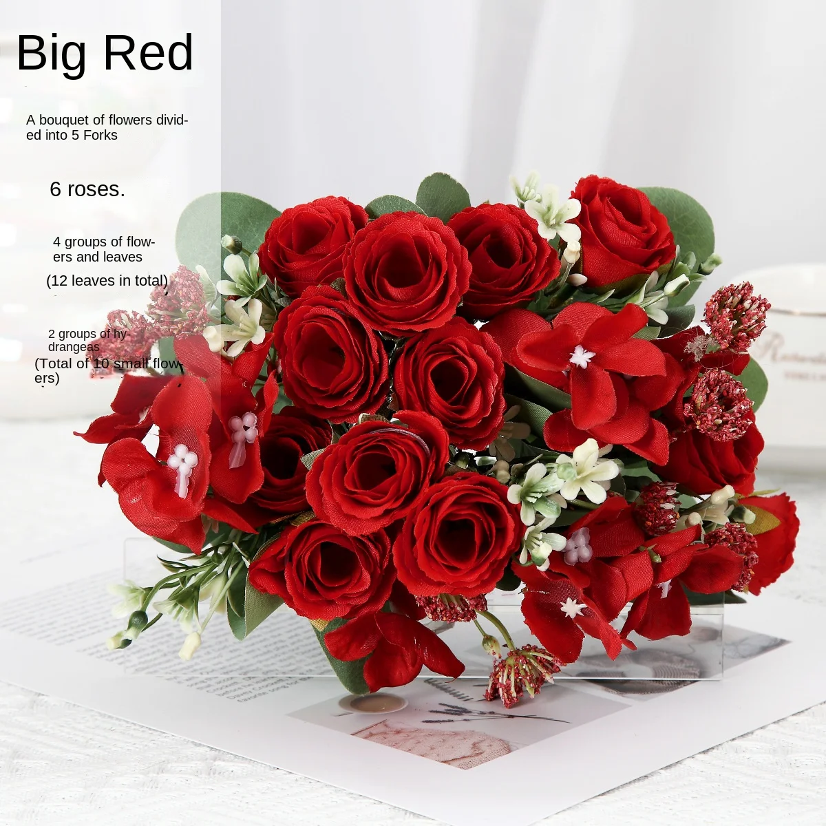Rosa Rossa Artificiale Con Stelo In Velluto – Finta Pianta Realistica Per Decorazioni – 50cm - 2