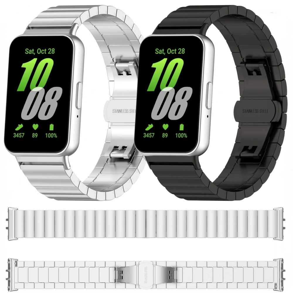 삼성 갤럭시 핏 3 스테인리스 스틸 금속 스트랩, 교체 가능한 손목 밴드, 스마트 팔찌 액세서리 