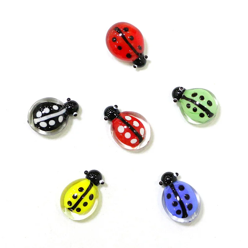 

6Pcs Cute Glass Ladybug Mini Figurines Craft Ornaments Tiny Insects Animals Fairy Garden Decor Supplies Easter Ladybird Statues