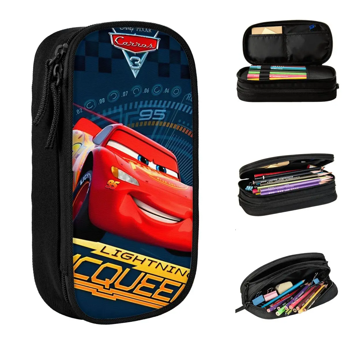 Cars Lightning McQueen Pencil Cases Life Is A Highway Pen Bag Student Big Capacity School Supplies Gifts Pencilcases