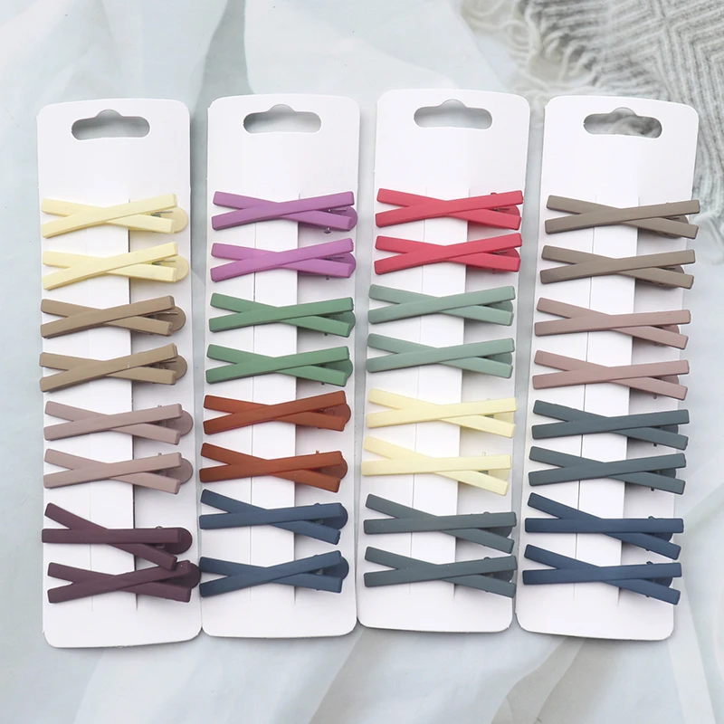 6/8/10Pcs X Shape Hair Clips Colorful Lovely Simple Hairpins For Girls Children Hair Barrettes For Women Hair Accessories