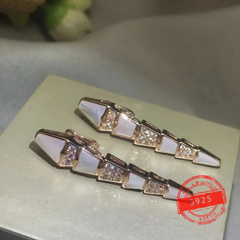 

1:1 custom snake bone earrings fashion 925 silver luxury design jewelry party trend gift for women
