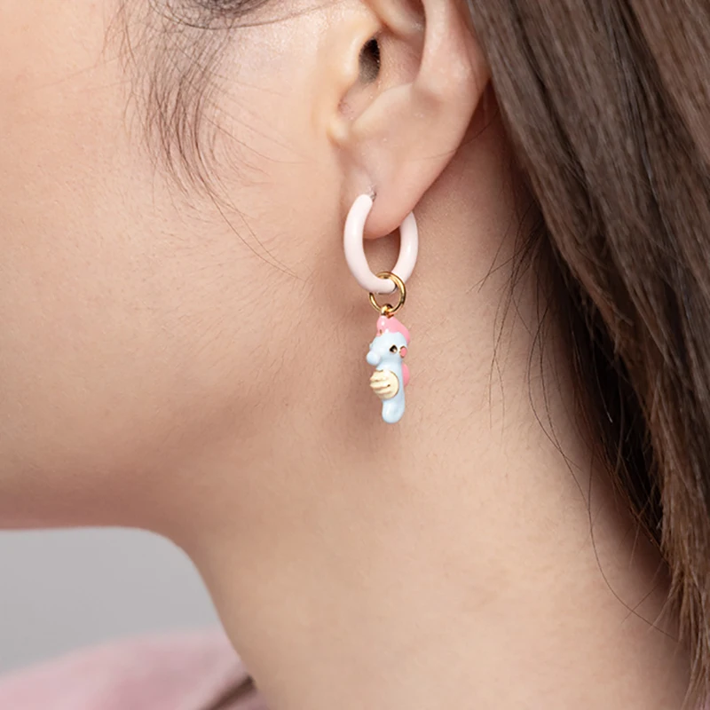 Cartoon Animal Pendant Hoop Earrings Dinosaur Design Butterfly Earring image 13