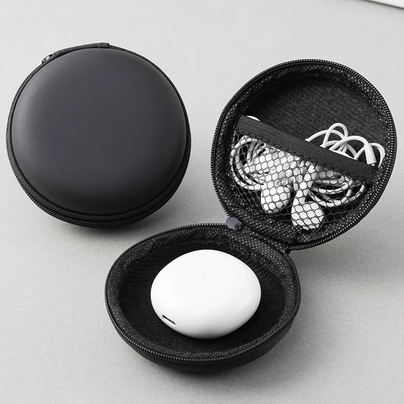 Black EVA Earphones Storage Case Portable Travel Bag