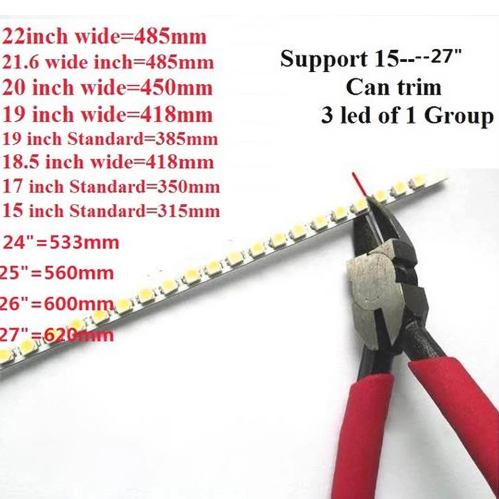 Screen para Monitor LED, 620mm LED Backlight Strip Kit, luz ajustável