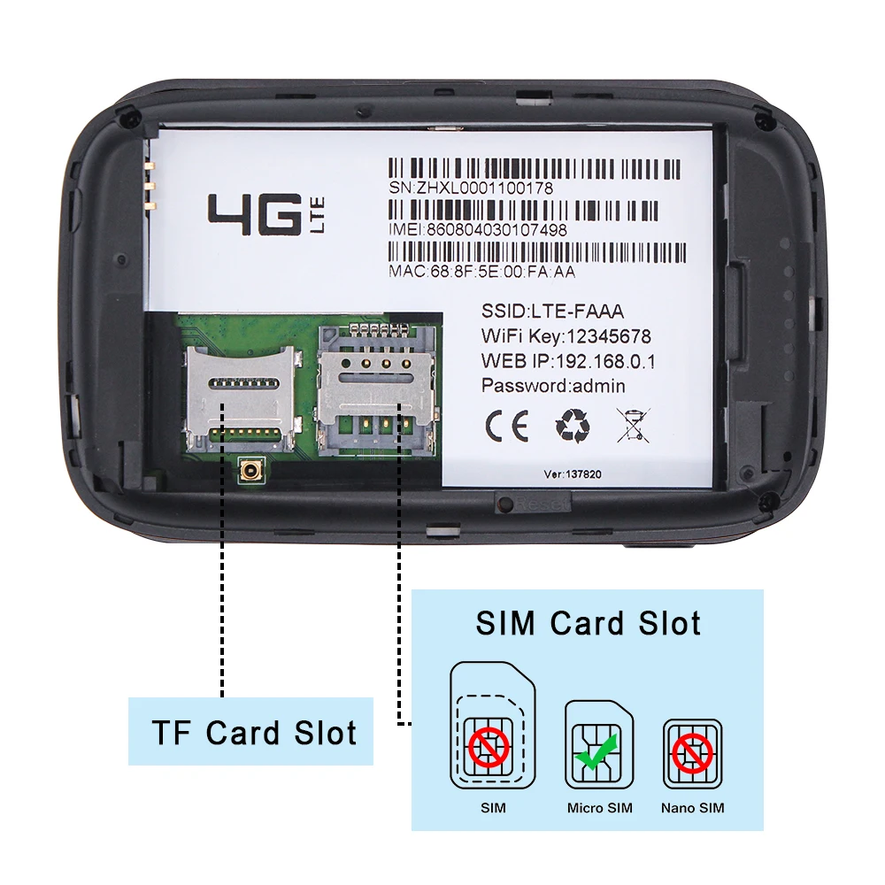 4G LTE 150Mbps 2400mAh Portable Wireless Router Travel Mini WiFi Router With SIM Card Slot
