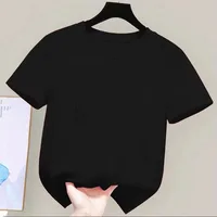 180gsm tissu 100% coton enfants garçon fille T-Shirt 2024 nouveau été femmes à manches courtes T-Shirt Style mignon blanc couleur unie hauts 3
